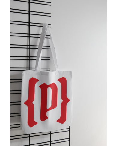 Totebag Pantrucu blanco y rojo logo corto