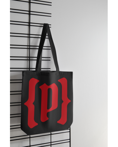 Totebag Pantrucu negro y rojo logo corto