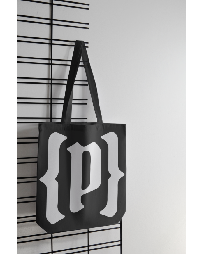 Totebag Pantrucu negro y blanco logo corto