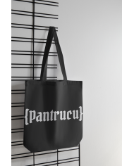 Totebag Pantrucu negra y blanca logo largo