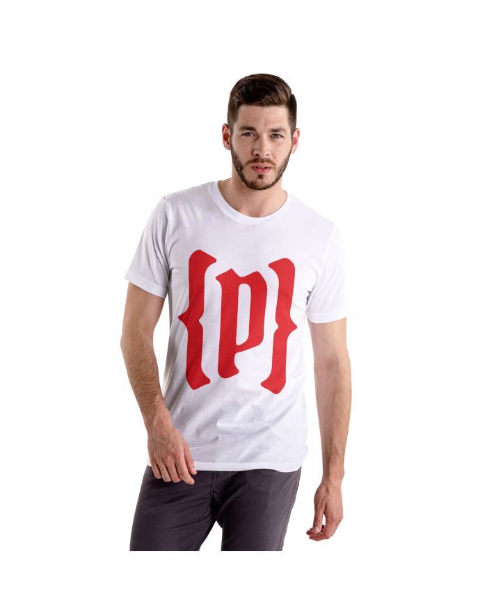 Camiseta Blanca con logo rojo corto