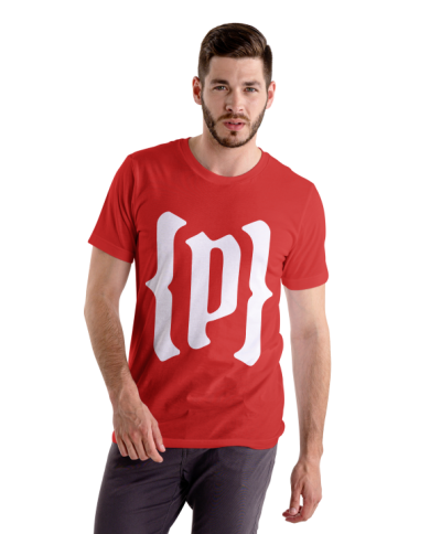 Camiseta Roja con logo Blanco corto