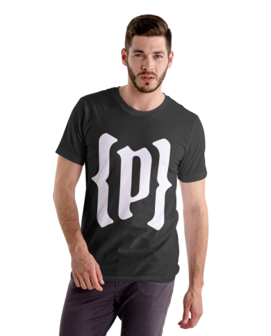 Camiseta Negra con logo Blanco corto