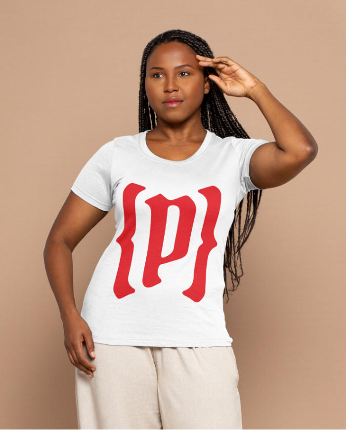 Camiseta Blanca con logo rojo corto