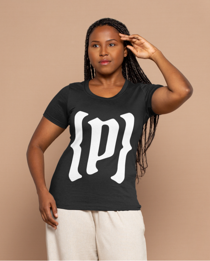 Camiseta Negra con logo Blanco corto