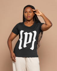 Camiseta Negra con logo Blanco corto