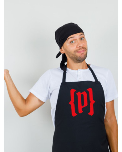 Delantal Negro con Logo Rojo corto