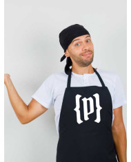 Delantal Negro con Logo Blanco corto