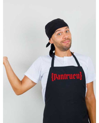 Delantal Negro con Logo Rojo largo