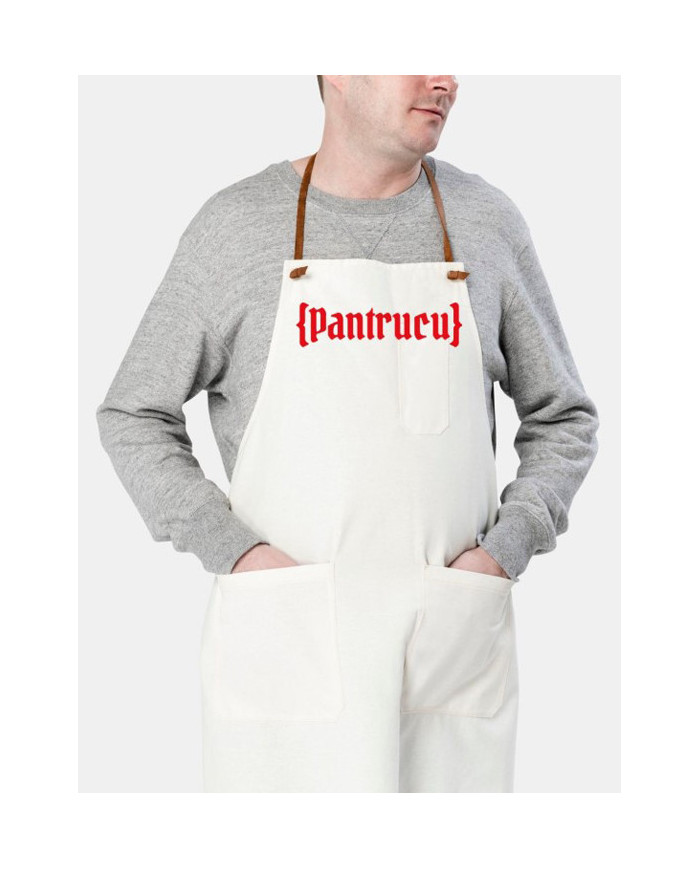 Delantal Blanco con Logo Rojo largo